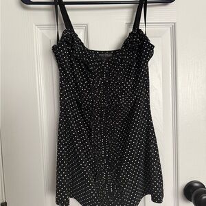 White House Black Market Black Polka Dot Women's Top